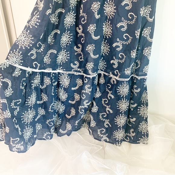 Simplee Allover Print Ruffle Hem Cami Dress Blue White XL - Picture 7 of 13